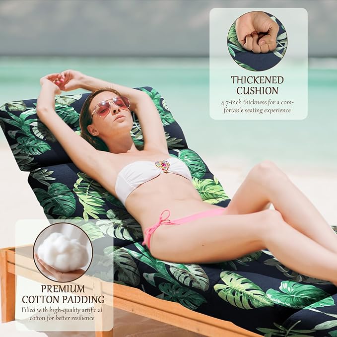 EverPine Outdoor Chaise Lounge Chair Cushion 74.4 x 22.8 x 4.7 Inche, Patio