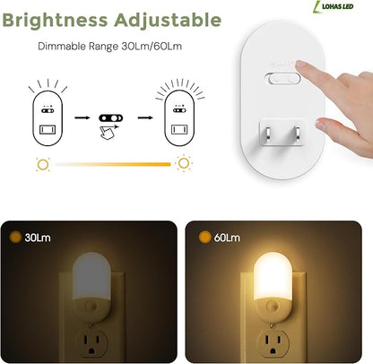 L LOHAS LED Motion Sensor Night Light, 2Pack, Motion Activated Night Light, Night Lights Plug into Wall, 3CCT Amber/3000K/5000K, Adjustable Brightness 30/60LM, for Kids Adults Bathroom Bedroom