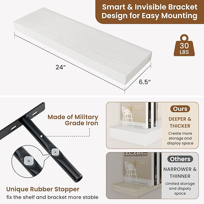 fuqing Floating Shelves for Wall, Wall Mounted Wood Floating Shelf