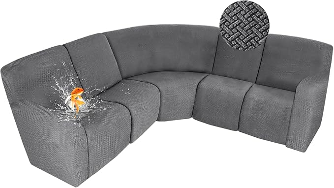ALIECOM 100% Waterproof Recliner Sectional Couch Covers L Shape Stretch Corner
