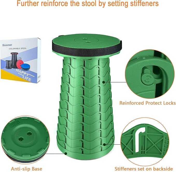 Boreeman Upgraded Folding Stool Lightweight Yet More Sturdy