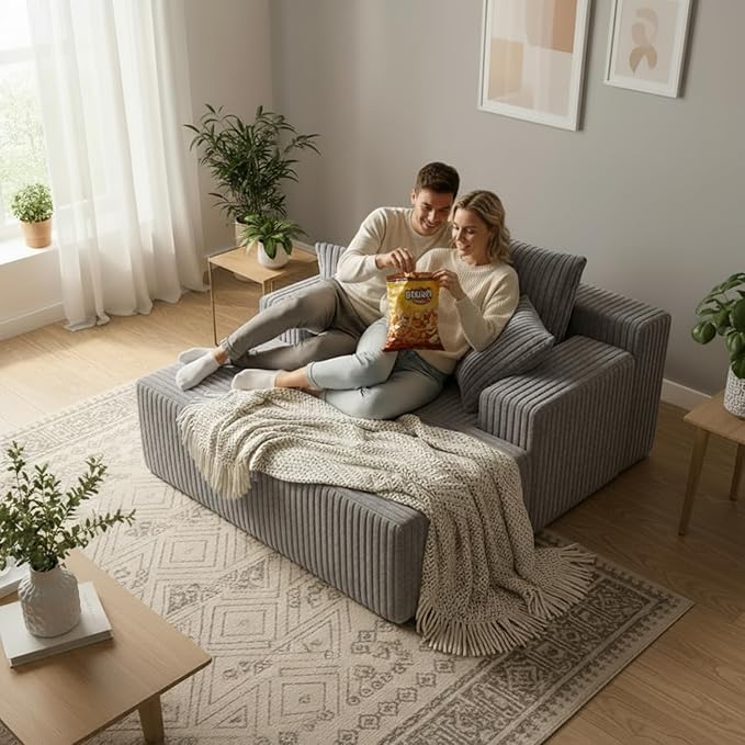 Sytopia Chaise Lounge with Armrests, Oversized Sofa Bed with 3 Pillows