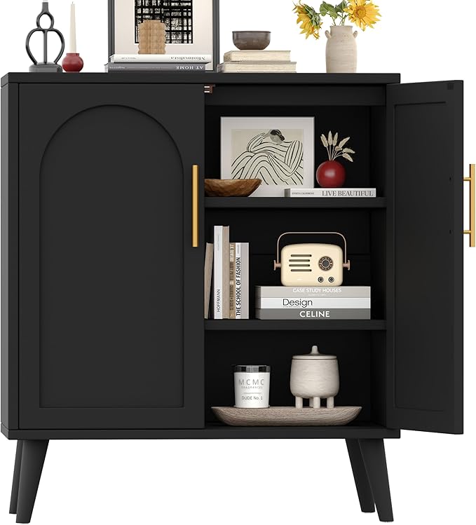 Keehusux 15.7" D Black Buffet Cabinet