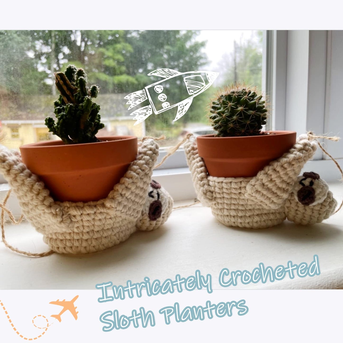 MANOPAWS Macrame Plant Hanger Crochet Sloth Hanging Planter Sloth Gifts,5 Inch Animal Wall Hanging Plant Holder for Plant Sloth Lovers, Home Decor Indoor Outdoor Plants Succulent Gifts