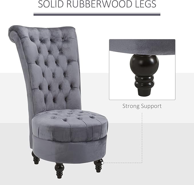 HOMCOM Retro High Back Armless Royal Accent Chair Fabric Upholstered Tufted Seat