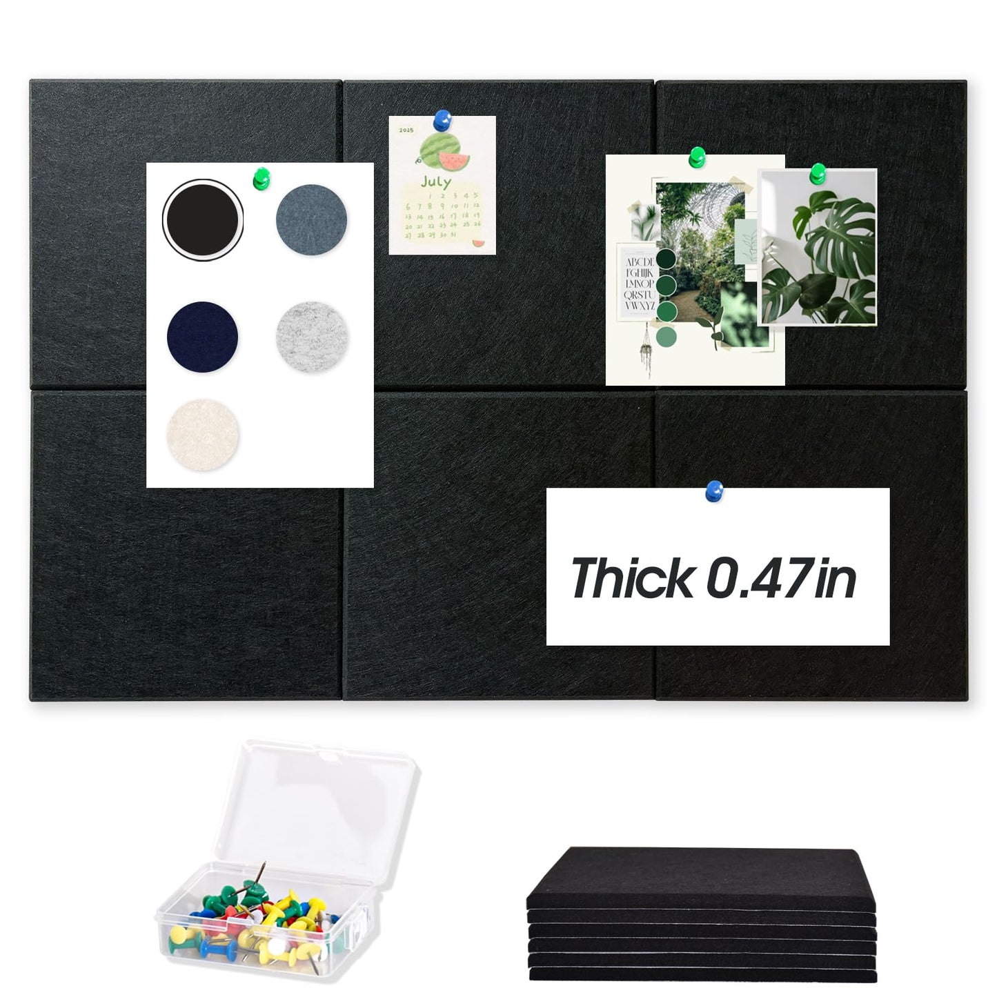 Thick Cork Board Tiles for Wall with Push Pins, Removable 36"x24"x0.47" Bulletin Board Sets, Magrowill 6 Packs Felt Panels Self-Adhesive Pin Board
