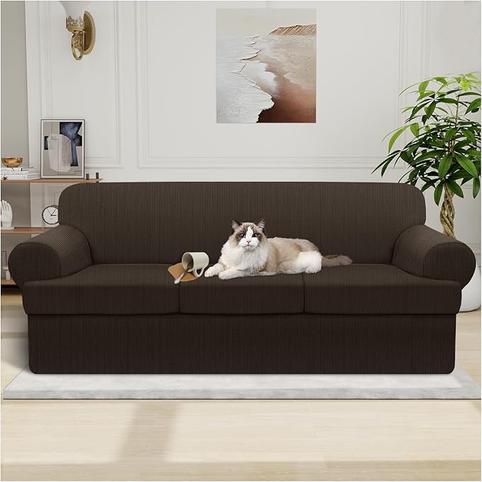 Waterproof Couch Cover 4-Piece Set Striped Sofa Slipcovers