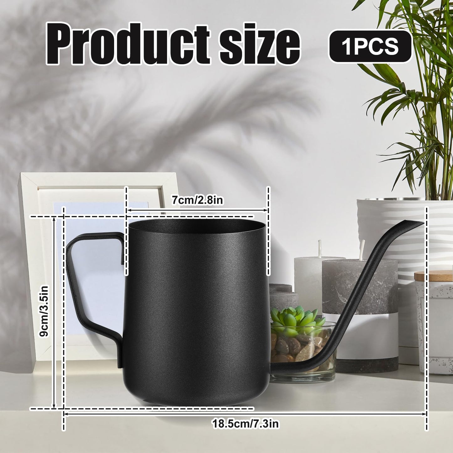 Plant Watering Can, 12 oz / 350 ml Stainless Steel Plant Watering Pot Small Watering Can with Long Spout for Indoor House Plants Flower Bonsai Outdoor Garden