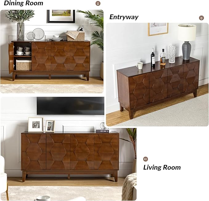 HULALA HOME Mid Century Sideboard Buffet Cabinet