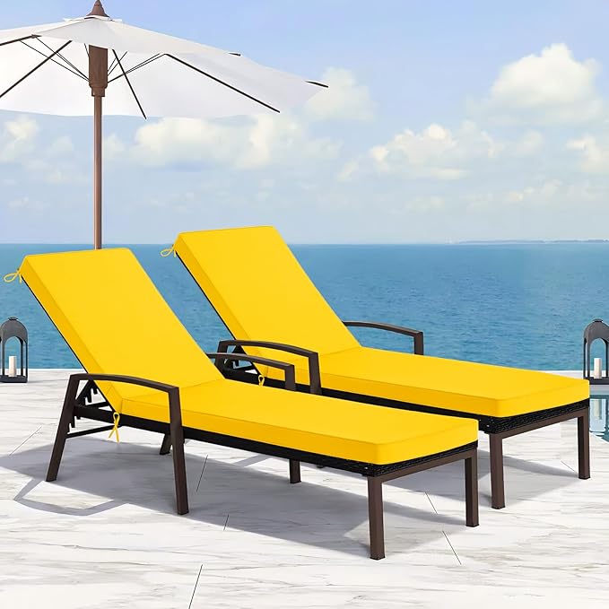 Basic Beyond Chaise Lounge Cushions Outdoor, 3-Layer Waterproof Outdoor