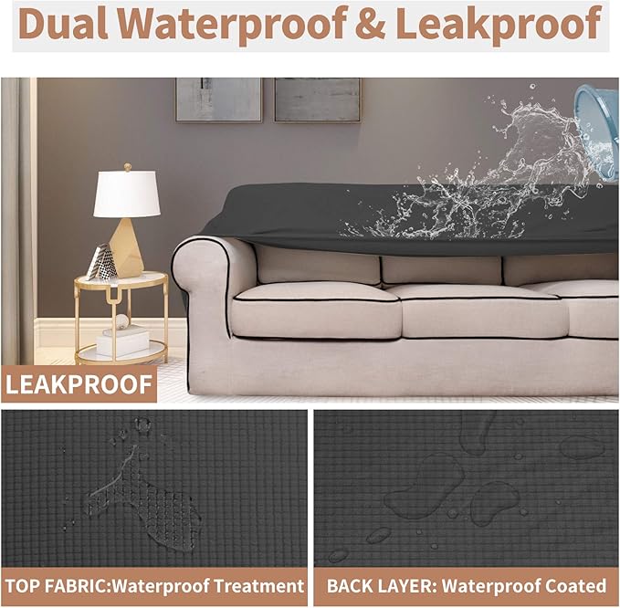 Easy-Going 100% Waterproof Loveseat Couch Cover, Dual Waterproof Sofa Cover