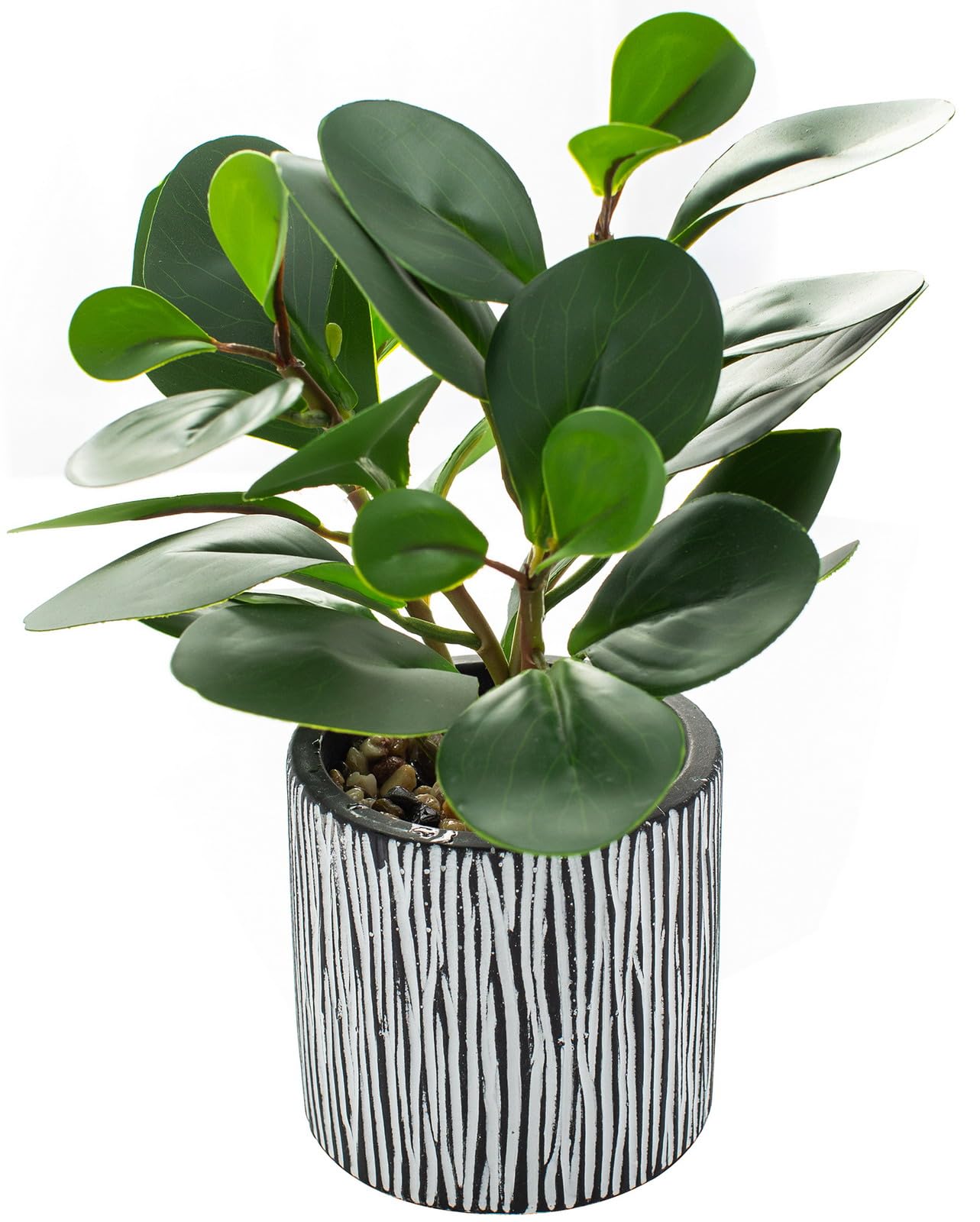 AlphaAcc Fake Plants Real Looking Greenery Artificial Plants Indoor Potted Plant with Rustic Black Clay Planter for Farmhouse Bathroom Bedroom Kitchen Office Table Decor 8"