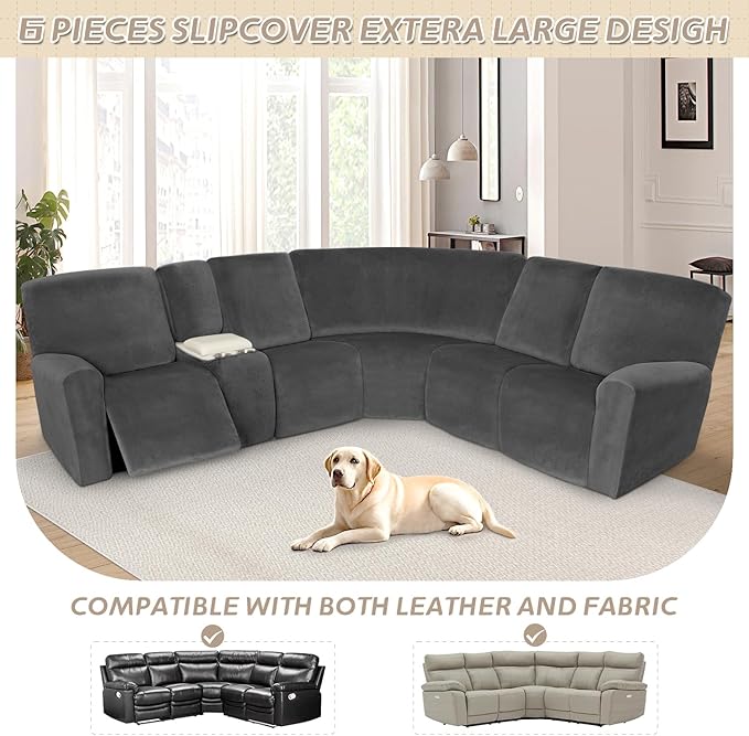 Arfntevss Sectional Recliner Couch Covers Velvet Washable Corner Sectional Sofa