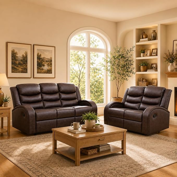 Recliner Sofa Set 2 Piece Living Room Furniture Set Couch Sectional Leather