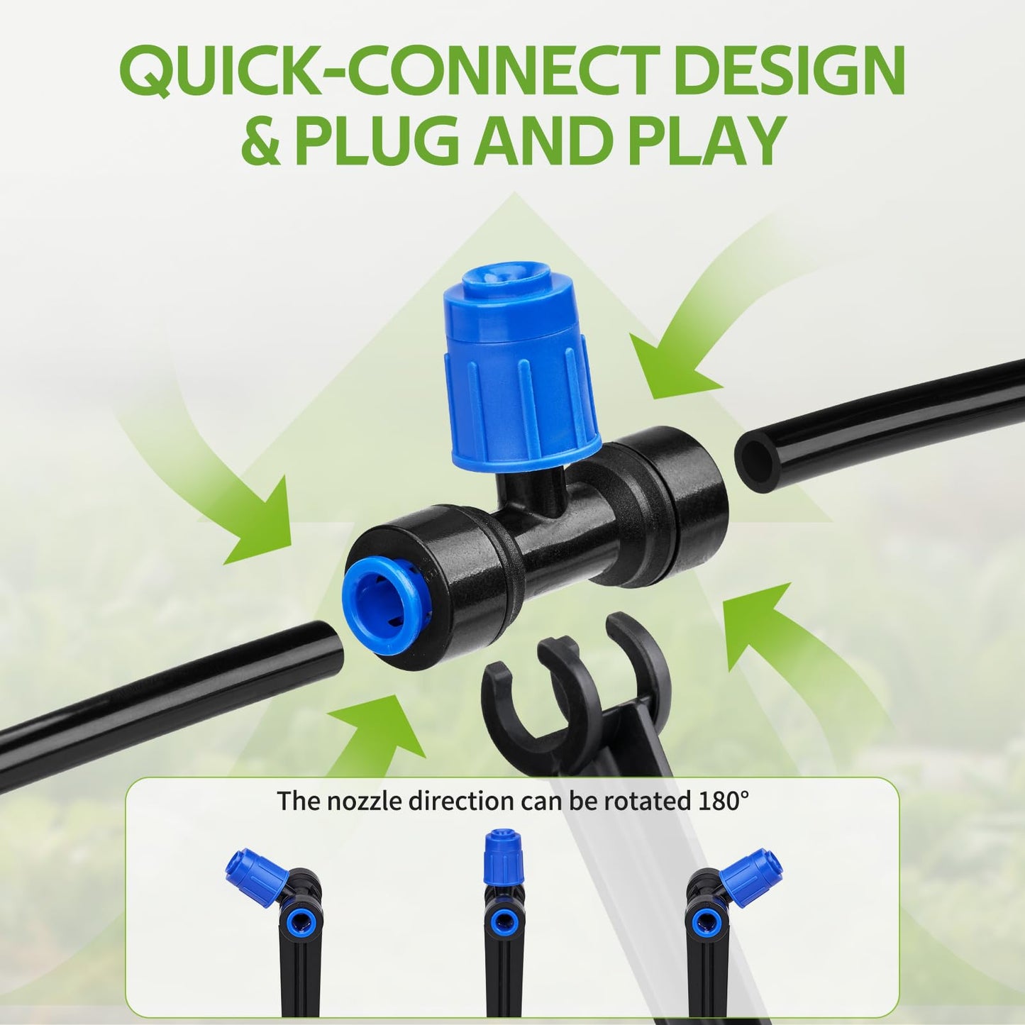 HIRALIY 50FT Quick Connect Garden Watering System with Adjustable Vortex Drippers, Saving Water Automatic Drip Irrigation Kit for Raised Bed and Plants Vegetable Garden