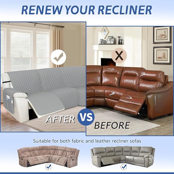Arfntevss Recliner Sectional Couch Covers 1OO% Waterproof L Shape Sofa Cover