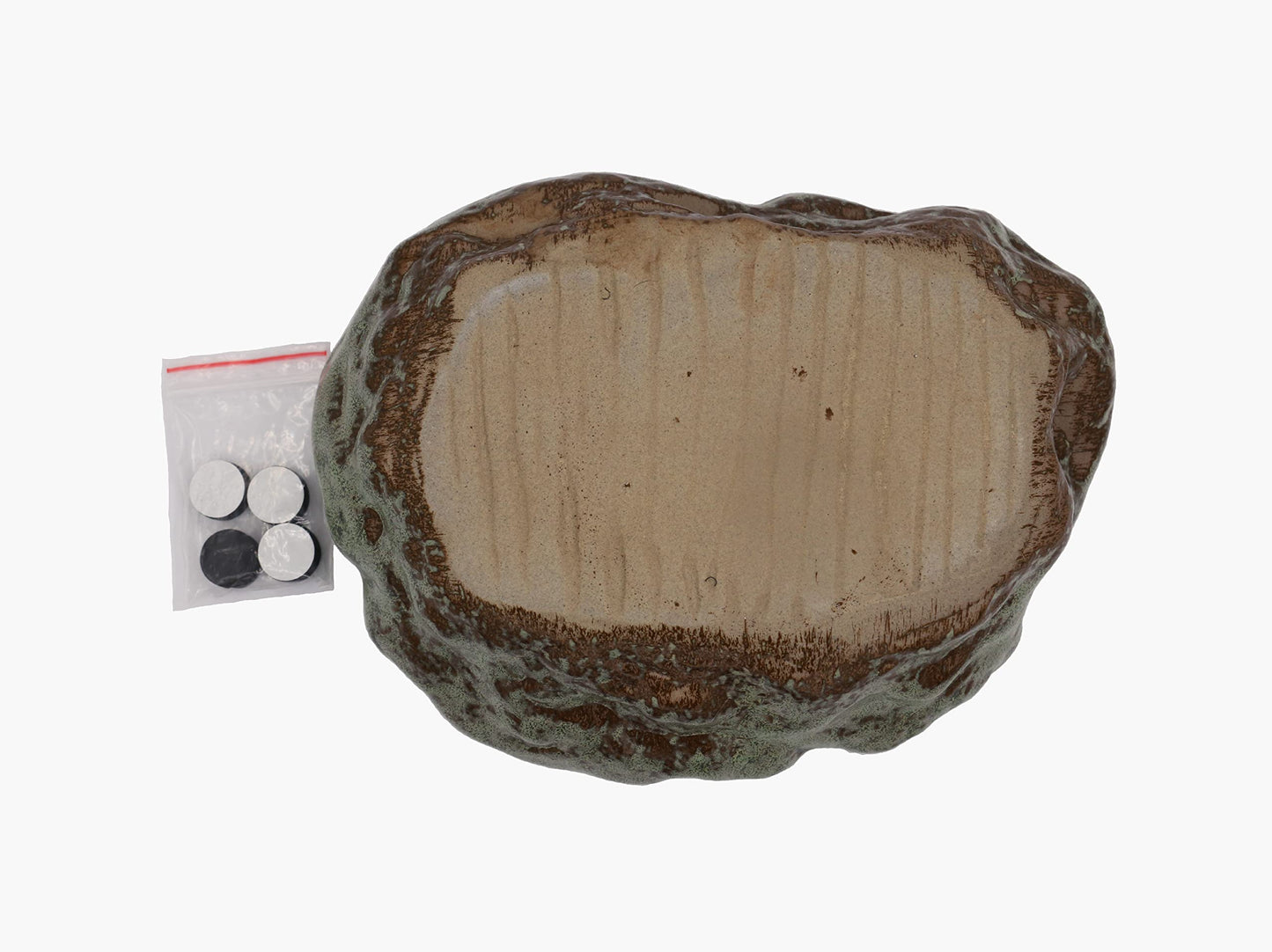 Bonsai Lotus Pot, Shallow Succulent Planter Pot, Goldfish Pot, Premium Ceramic with Decorative Copper Patina Glaze