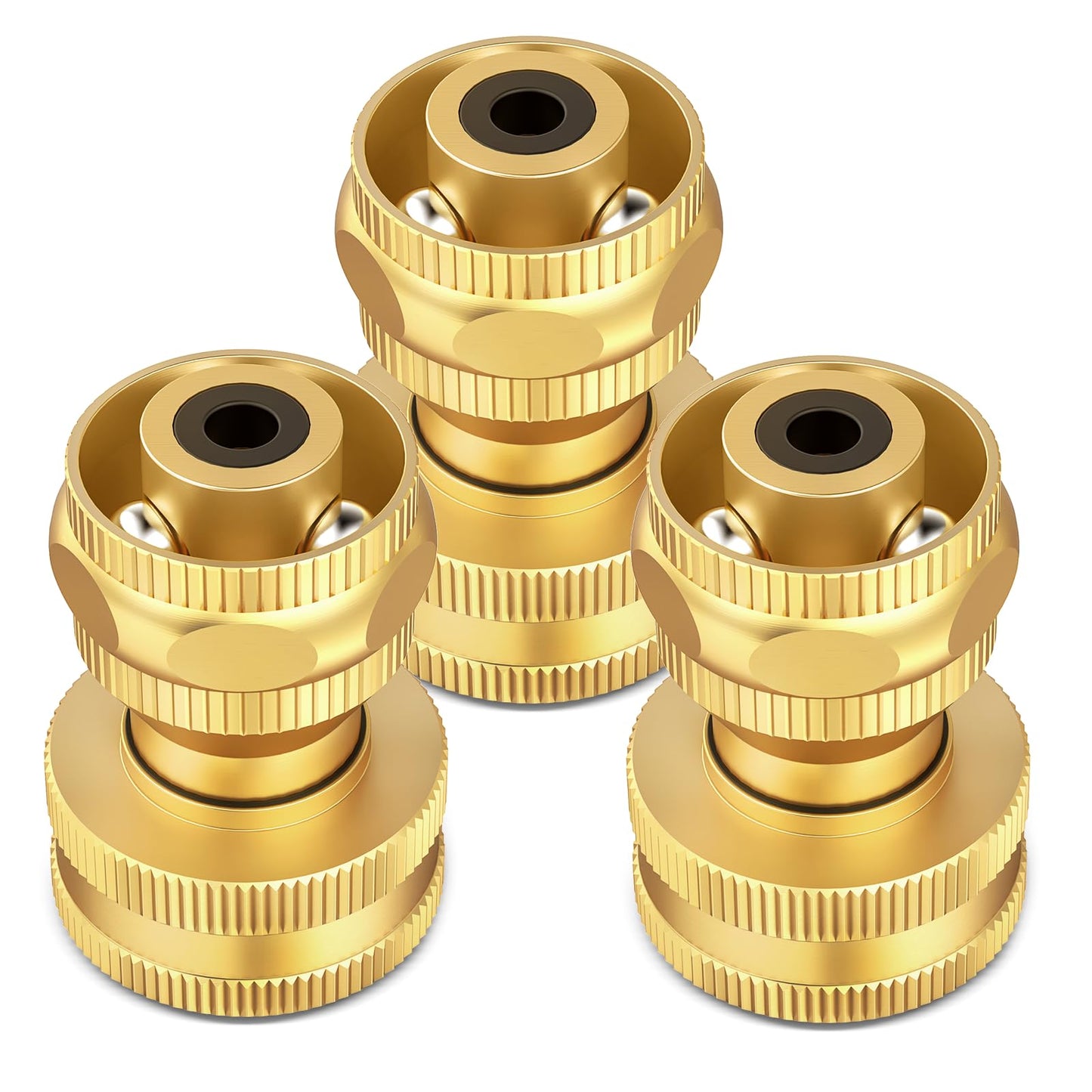 Twinkle Star Brass Hose Nozzle 3 Pack, 3/4 Inch Upgraded Heavy Duty Brass Power Nozzles, Adjustable Twist Pressure Sprayer for Garden, Patio