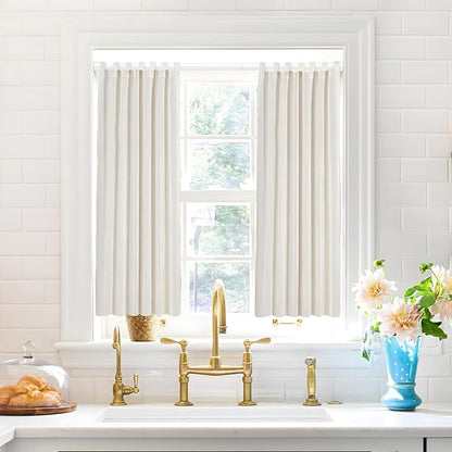 4 Pack White Tension Curtain Rod for Windows 28 to 48 inch, Adjustable Expandable Pressure Spring Curtain Rod No Drilling, 7/8" Curtain Rod for Bedroom Doorway Closet Door