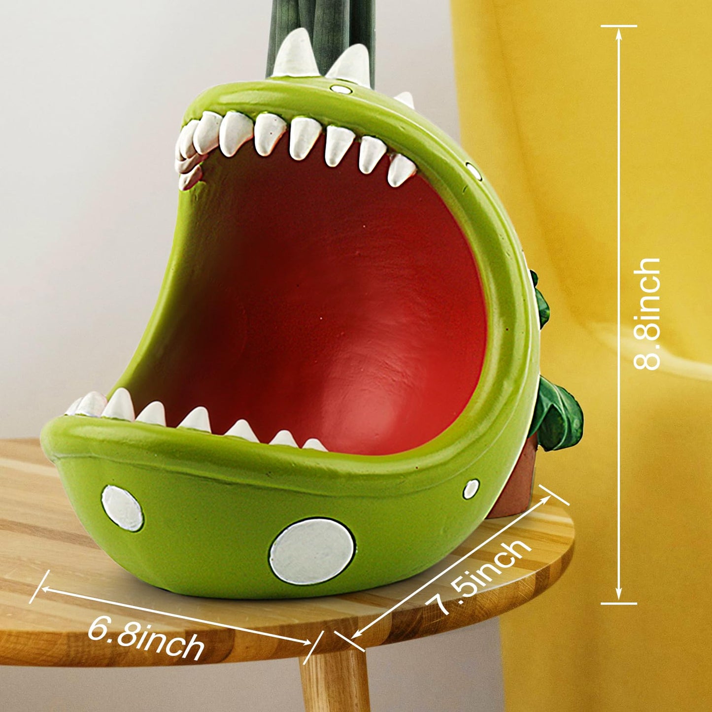 ehuoyan Piranha Plant Large Candy Bowl For Candy Dish Key Bowl Decorative Bowl Home Decorations Indoor Big Mouth Plant (Green, Midium)