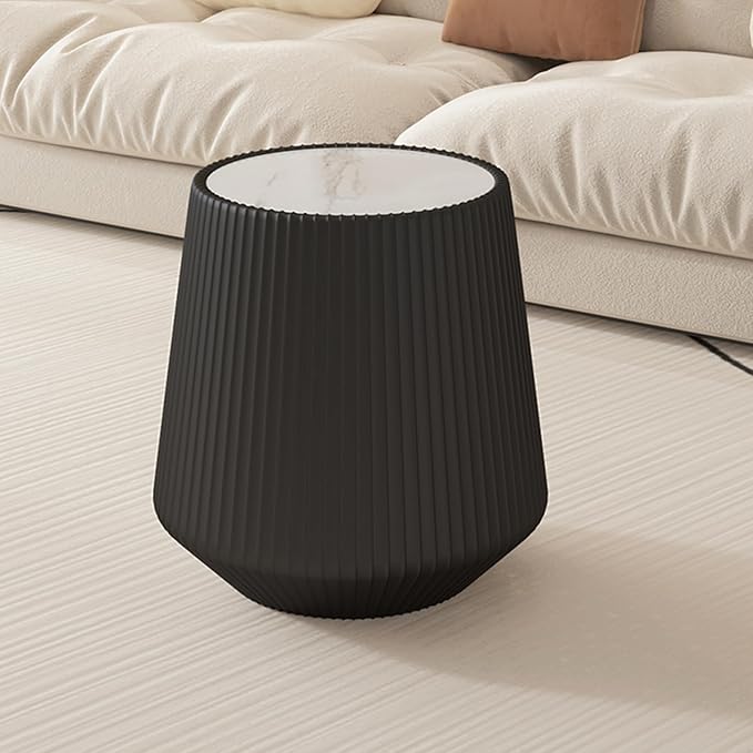 19.68" Round Marble End Table, Modern Cup Shaped Side Table