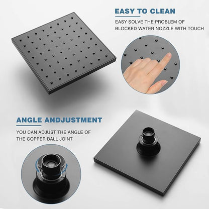 Esnbia Tub Shower Kit, Bathtub Shower Faucet Set（Valve Included) with 6-Inch Rain Shower Head, Single-Handle Shower Trim Kit, Matte Black