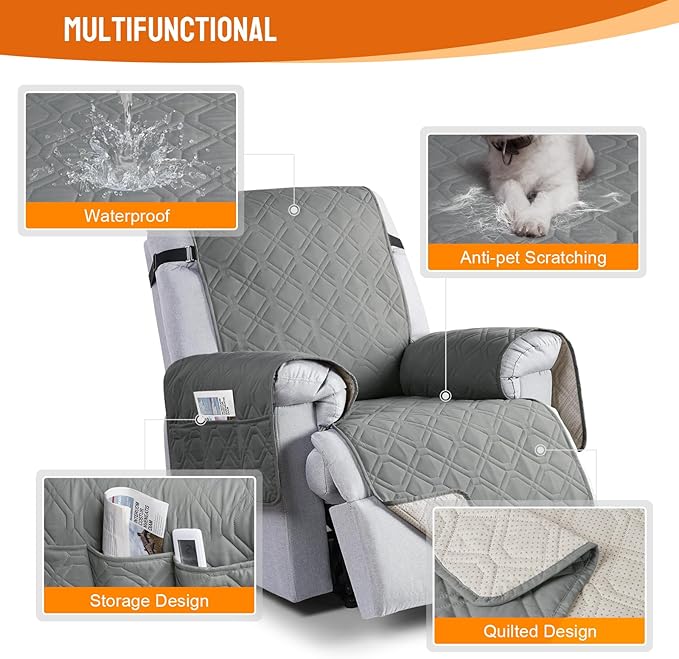 VANSOFY 100% Waterproof Recliner Chair Covers, Recliner Cover Non-Slip Dog