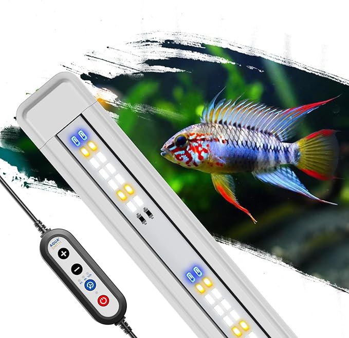 AQUASMITH Aquarium Light,Fish More Red Water is Not,Specific Full Spectrum Fish Tank Light,Comes with Two Mounting Brackets, Timing Function, Memory Feature, Adjustable Brightness, IP68 (22IN)