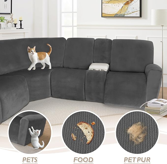 Arfntevss Sectional Recliner Couch Covers Velvet Washable Corner Sectional Sofa