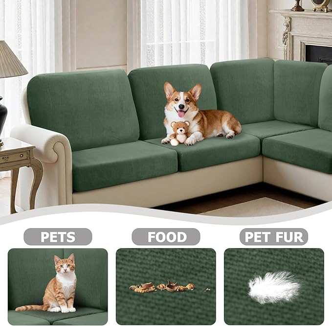 Arfntevss Velvet Sectional Couch Covers L Shape Couch Cushion Cover Slipcovers