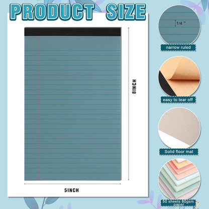 Fuutreo 12 Pcs 5" x 8" Legal Pad Writing Notepads 50 Sheets Small Legal Pad Narrow Ruled Multiple Color Lined Paper for School College Office Supplies Work (Vintage Colors)