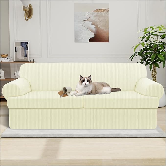 Waterproof Couch Cover 3-Piece Set Striped Sofa Slipcovers