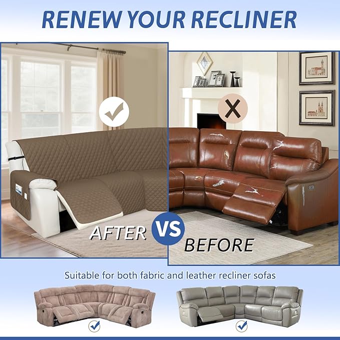 Arfntevss Recliner Sectional Couch Covers 1OO% Waterproof L Shape Sofa Cover