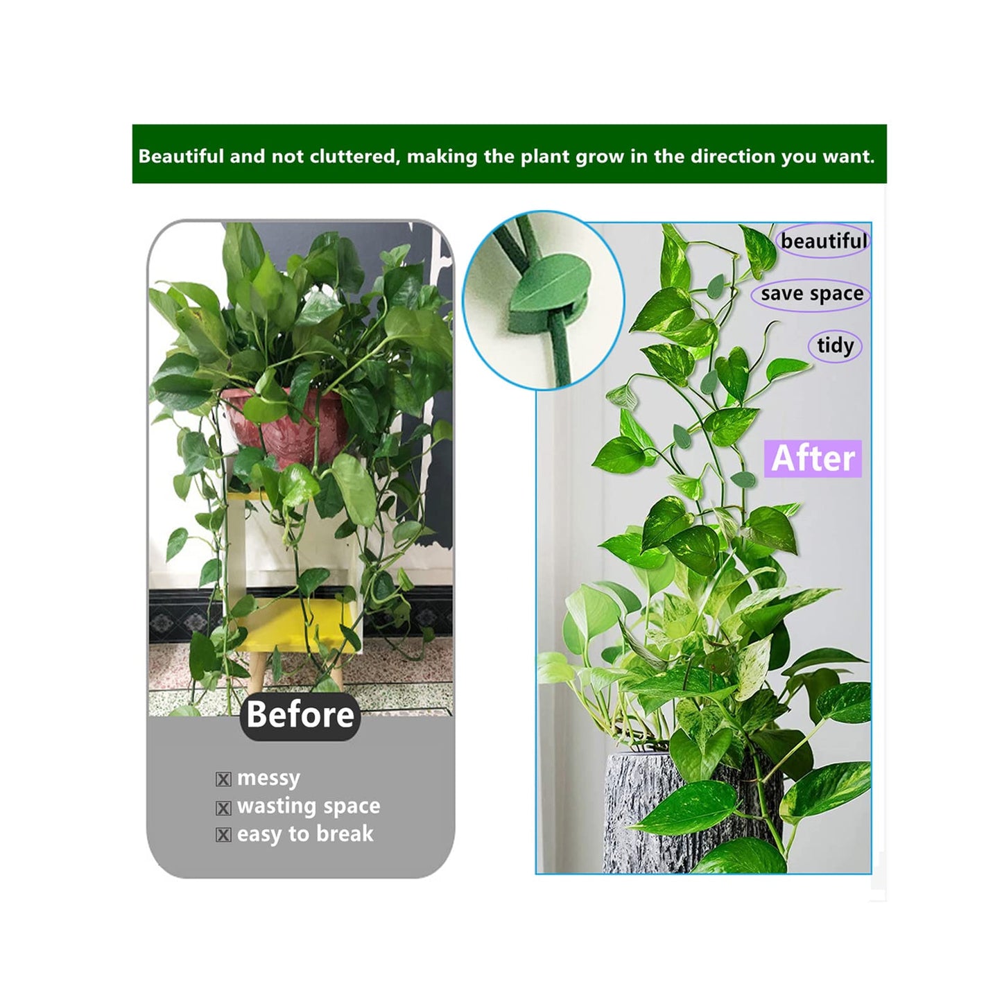 KOCNYDEY 100 Pcs Plant Climbing Wall Fixture Clips Acrylic Self-Adhesive Sticker Plant Fixer Vine Traction Invisible Holder Climbing Plant Green Leaf Vines Hook Fixing Clip Indoor Outdoor Decoration