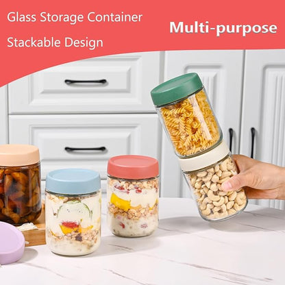 Artcochan Overnight Oats Containers with Lids 16 oz Glass Jars Glass Mason Jars with Airtight Lids, Perfect for Oats, Yogurt, Chia Pudding (12)