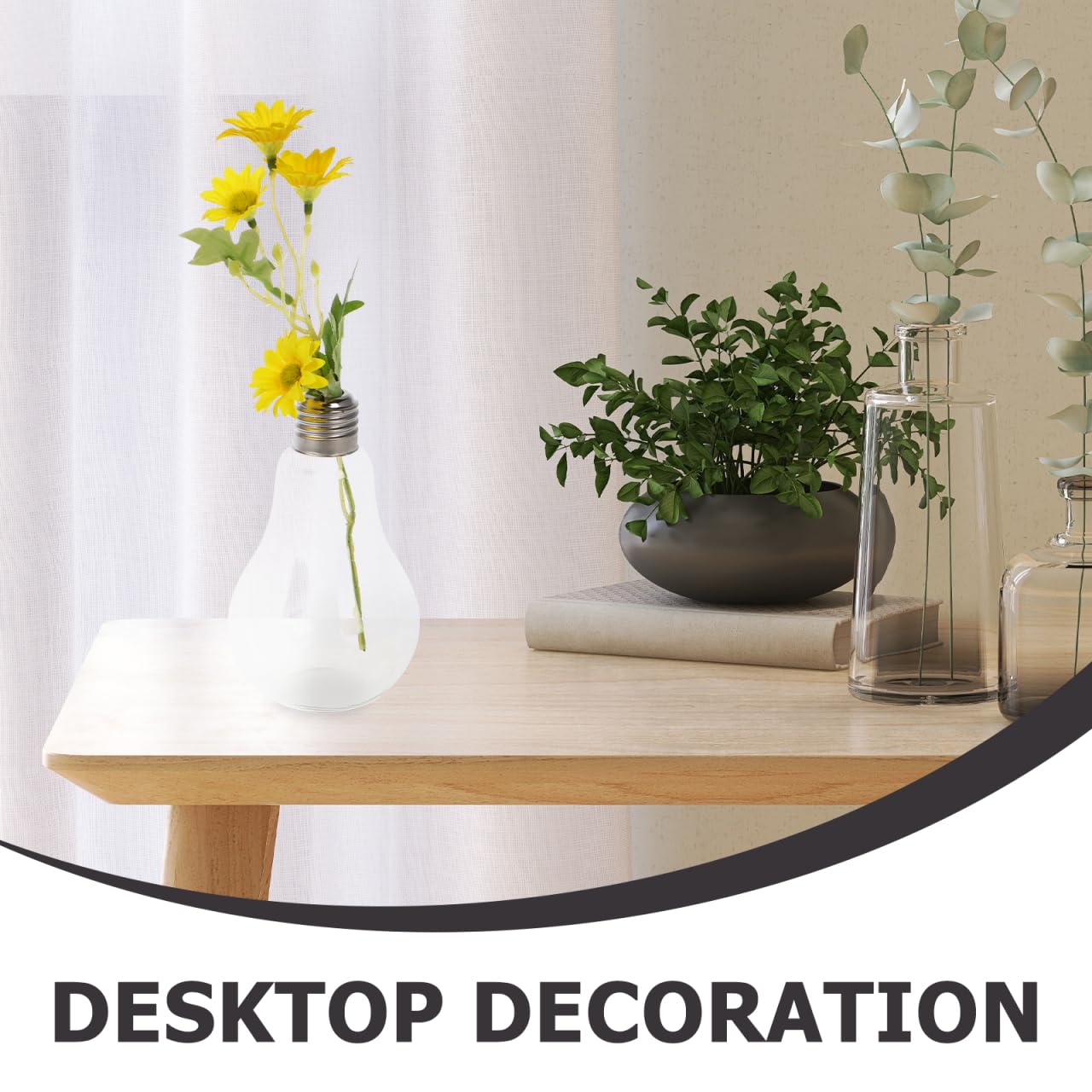 OHPHCALL 2pcs Hanging Glass Vase Hyacinth Vase Light Bulb Glass Bottle Planter Desk Planter Holder for Home Decor