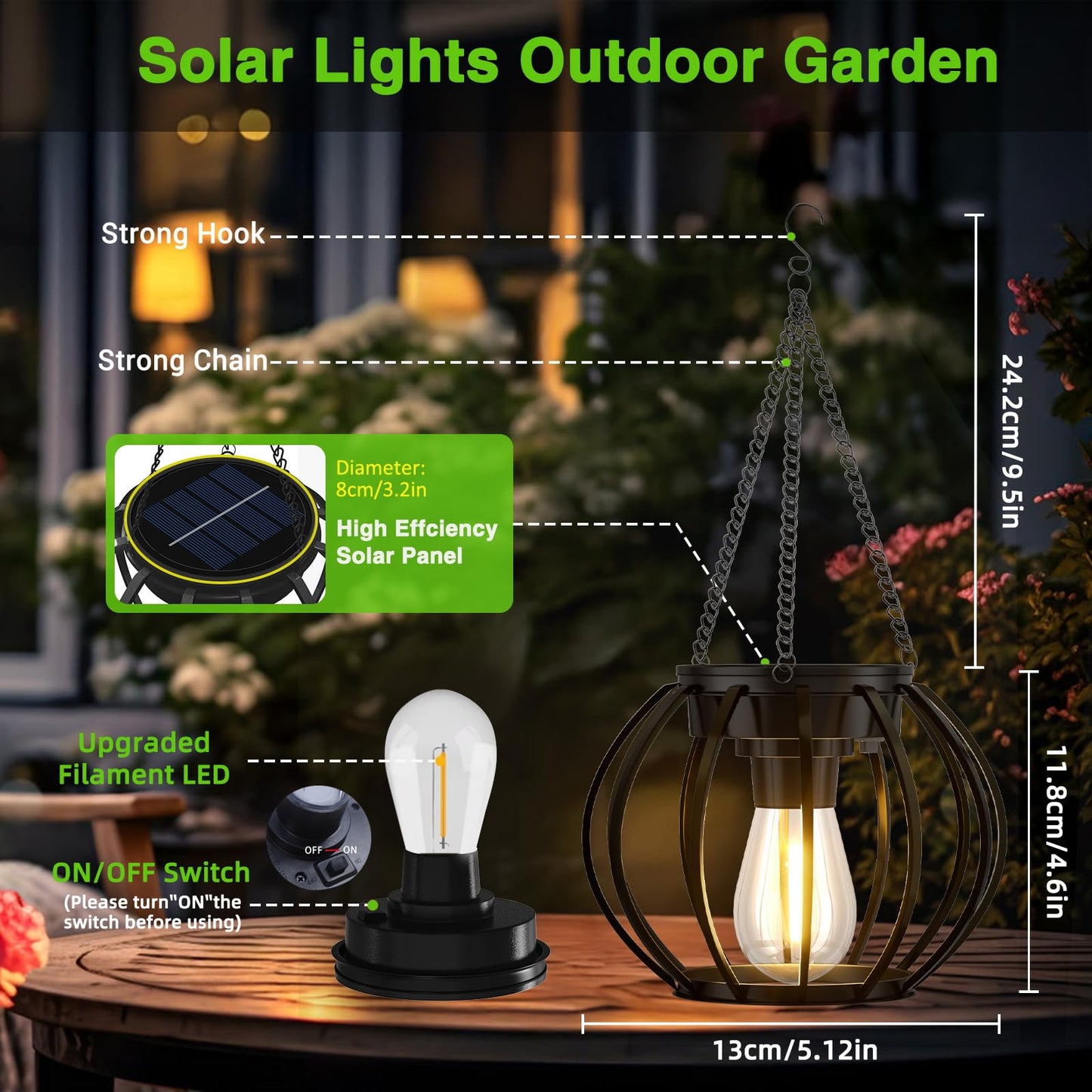 Ddlisu 2 Pack Solar Lanterns Outdoor Waterproof, Upgraded Metal LED Lanterns, Warm Light, Auto On/Off, Brighter Hanging Solar Lantern for Yard Patio Pathway Porch Garden Decor (Pumpkin)