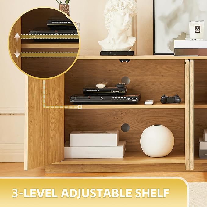 64" Fluted TV Stand for TVs up to 75 inch, Modern Entertainment Center