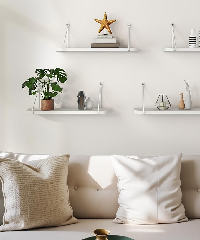 Afuly White Shelves for Wall, Floating Shelf Bathroom, Wall Mounted Shelves for