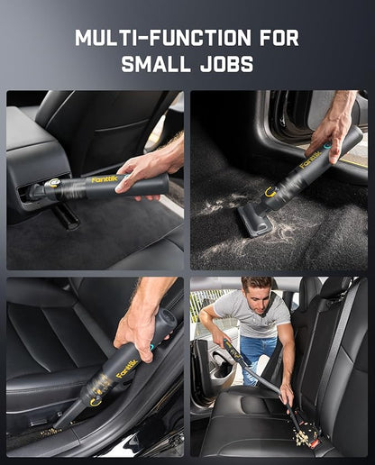 Fanttik Slim V8 APEX Car Vacuum, 4-in-1 Portable Mini Cordless Vacuum with 19000pa Suction Power, Type-C Charge, 2 Suction Modes, Handheld Vacuum for Small Jobs, Car, Office Desk, Keyboards (Gray)