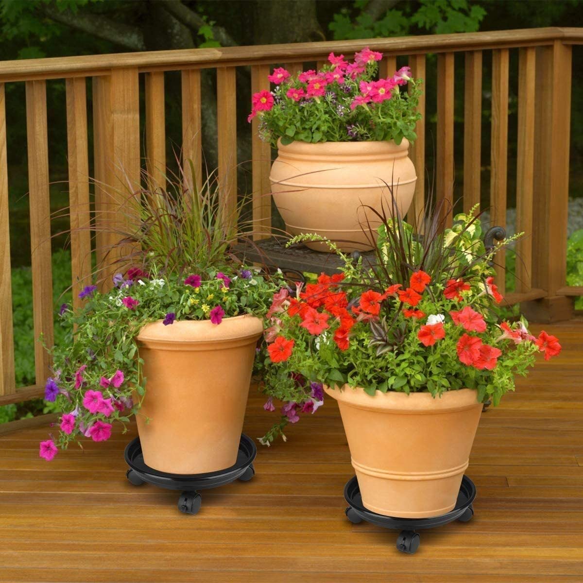 Yiting Plant Caddy with Wheels Heavy-Duty Rolling Plant Stand with Wheels Plant Dolly with Casters for Indoor and Outdoor Plant Roller Base Plant Saucer Mover (13 inch, Black)