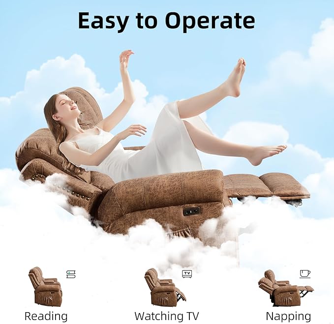EBELLO Power Reclining Loveseat, Faux Leather Double Recliner Sofa