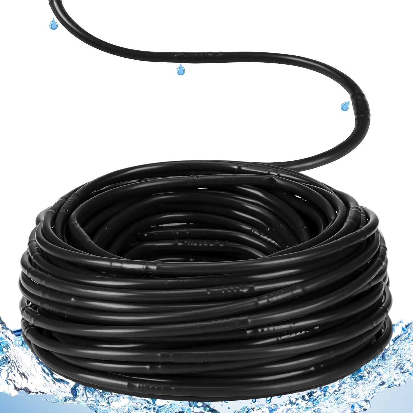 Innconee 250 ft 1/4 Inch Drip Irrigation Tubing with 6" Emitter Spacing Black Hydroponics Dripline Hose Irrigation Drip Line Emitter Tubing Parts for Gardens Greenhouses Bed Flower Efficient Watering