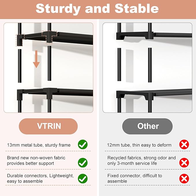 VTRIN 10 Tier Shoe Rack Tall Large Capacity Wide Shoe Organizer