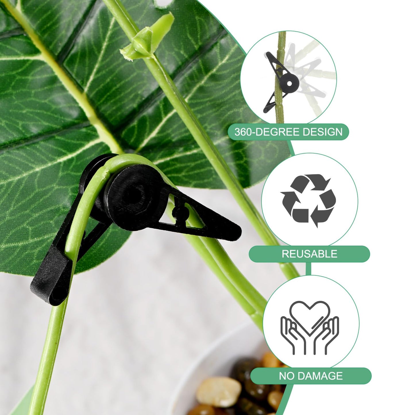 M METERXITY 60-Pack Adjustable Plant Clips, 360 Degree Plant Training Clips, Plant Stem Bender Training Clips for Low Stress Training/Plant Ties/Gardening Accessories [Black]