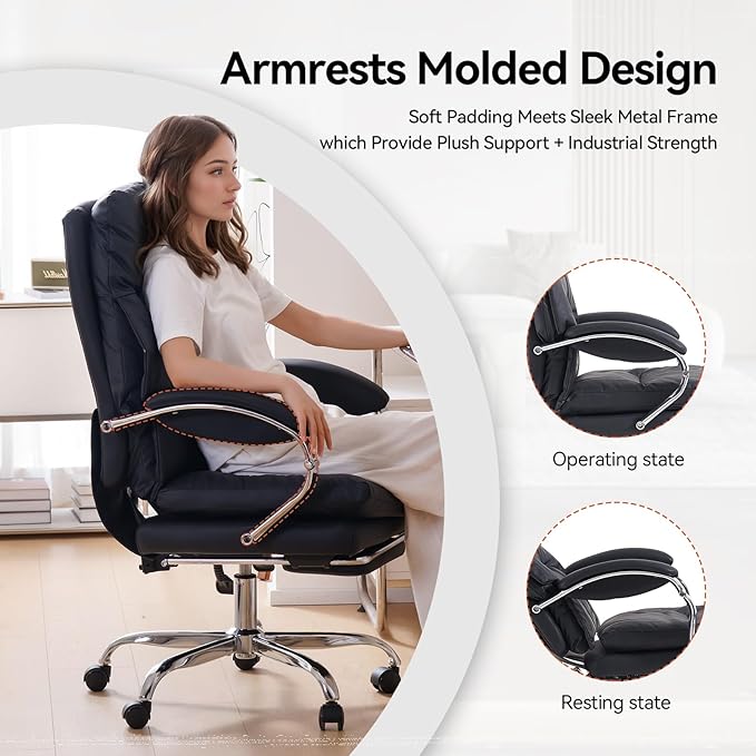 LEAGOO Office Chair with Foot Rest, Swivel Computer Desk Chair PU Leather