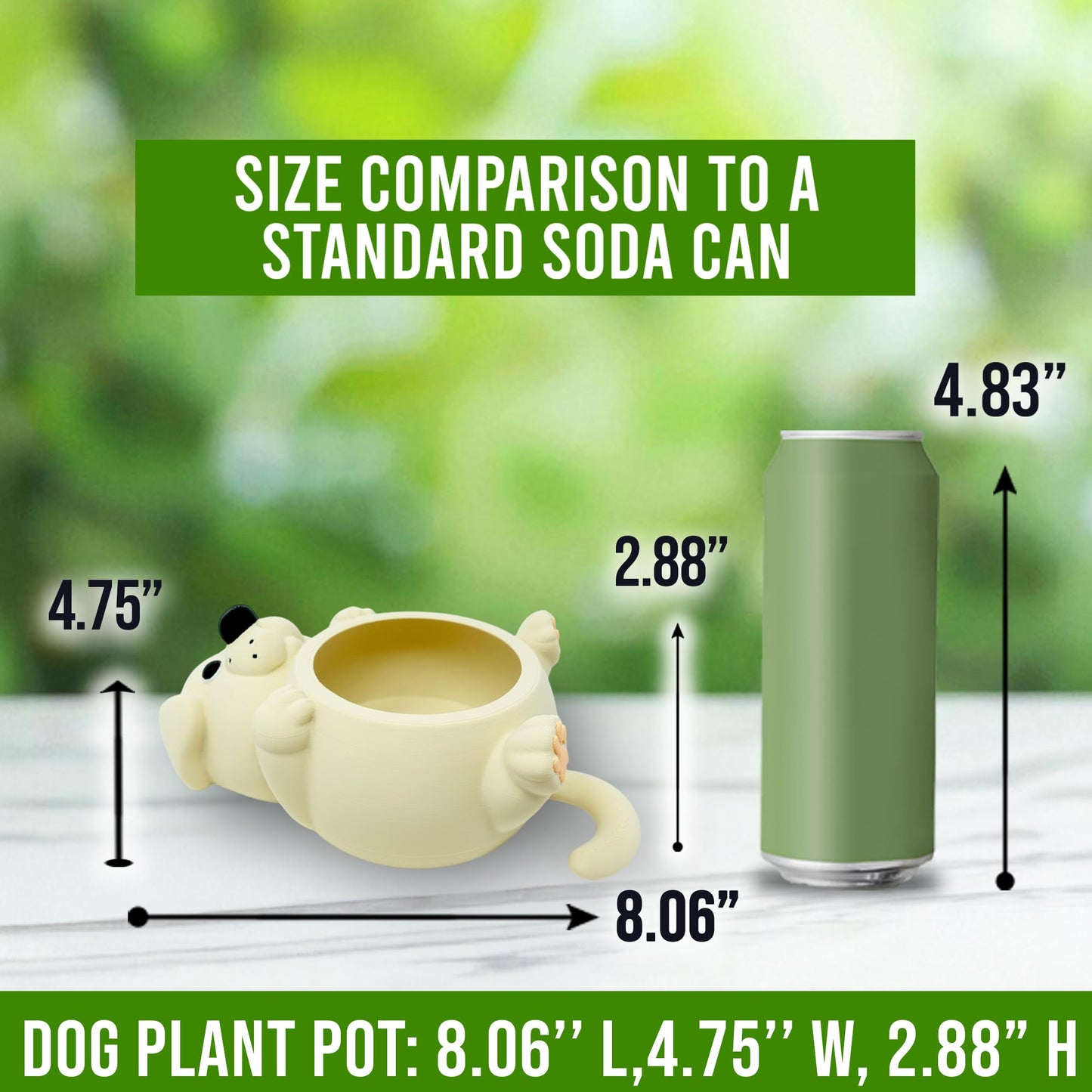 Mivi Collection Chonky Dog Belly Plant Pot – Lay-Flat Pup Planter for Succulents, Funny Pet Lover Gift, Cute and Uselessly Helpful Dog Container for Home or Office Decor