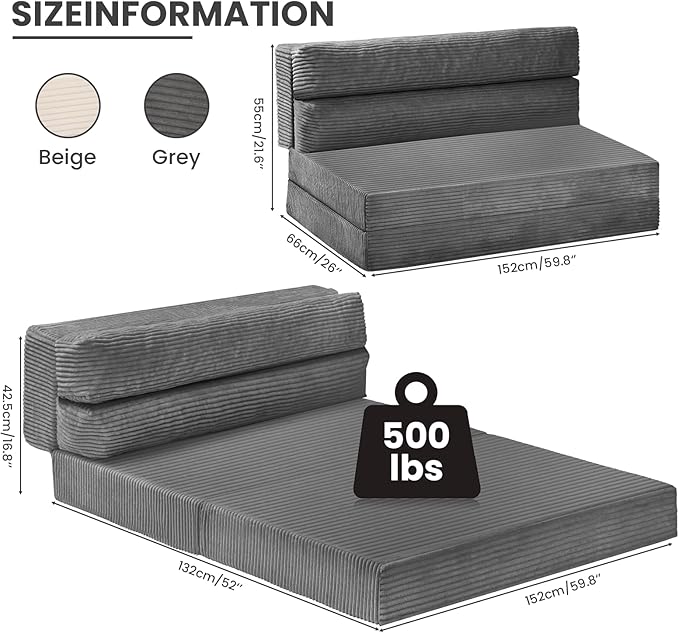 JUIKURY Folding Sofa Bed, Convertible Sleeper Chair