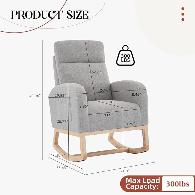 GAOMON Rocking Chair Glider for Nursery, Comfy Rocker Nursery