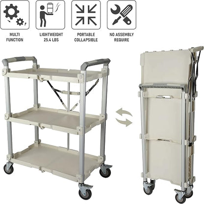 Olympia Tools 89-355 Pack N Roll Collapsible Service Cart, XL, 300LB Capacity, White